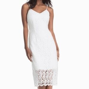 White House Black Market White Lace Midi Dress‎, Size 14